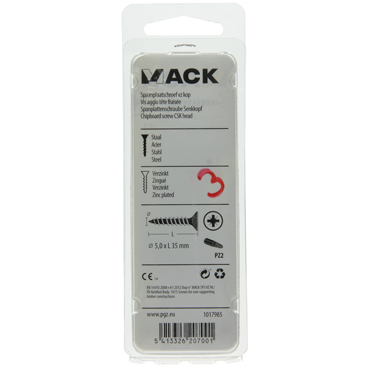 Afbeelding laden in galerijviewer, Mack 1017985 - spaanplaatschroef vz kop geelverz. 35st 5,0 x 35 mm | 5 stuks
