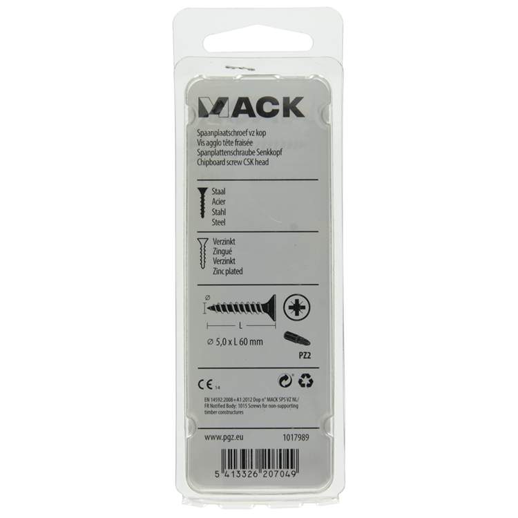 Afbeelding laden in galerijviewer, Mack 1017989 - spaanplaatschroef vz kop geelverz. 23st 5,0 x 60 mm | 5 stuks