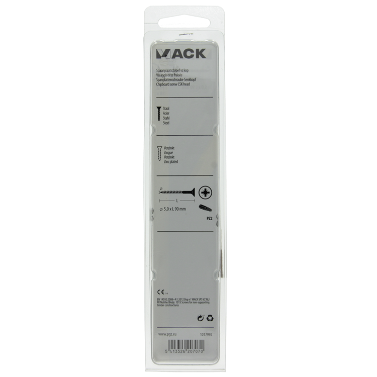 Afbeelding laden in galerijviewer, Mack 1017992 - spaanplaatschroef vz kop geelverz. 18st 5,0 x 90 mm | 5 stuks