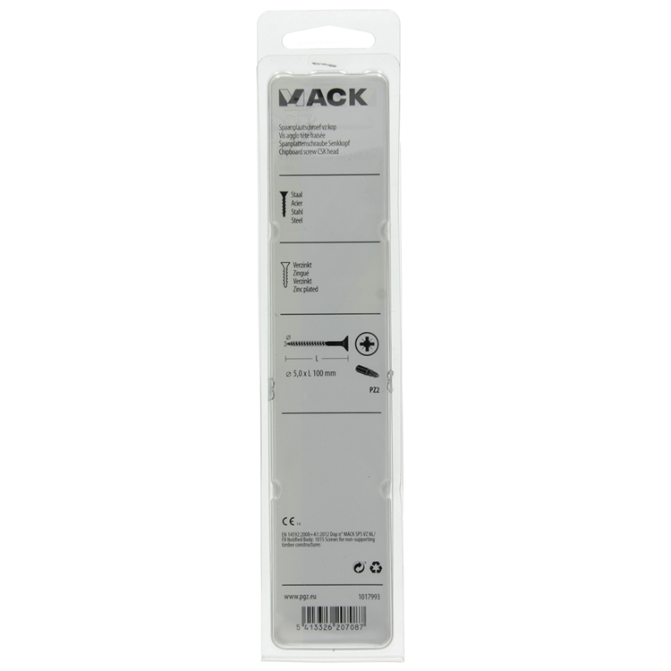 Afbeelding laden in galerijviewer, Mack 1017993 - spaanplaatschroef vz kop geelverz. 16st 5,0 x 100 mm | 5 stuks