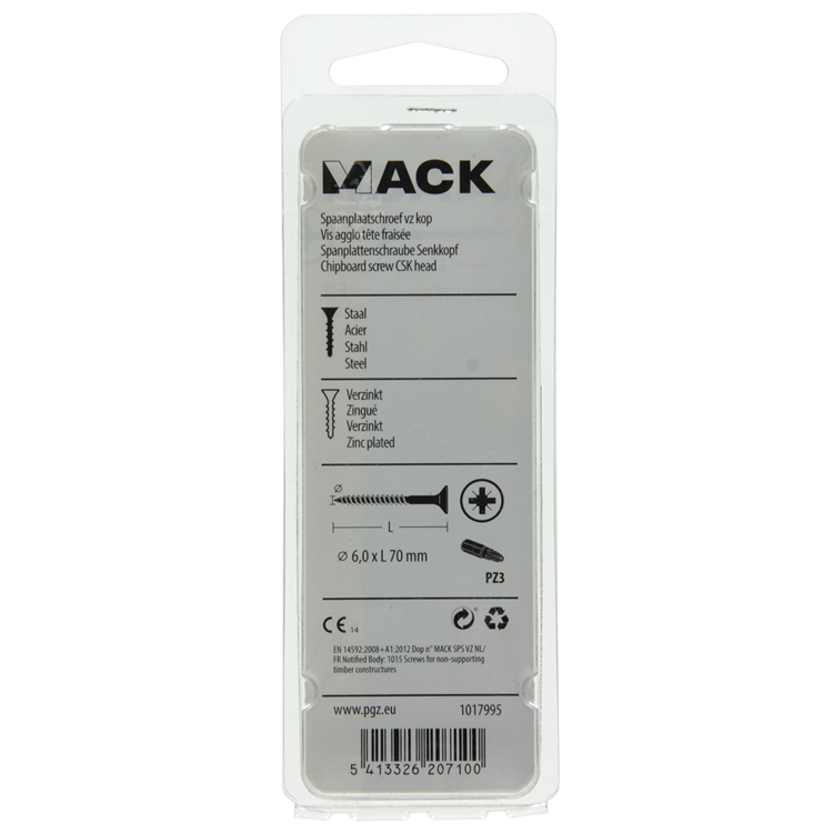 Afbeelding laden in galerijviewer, Mack 1017995 - spaanplaatschroef vz kop geelverz. 12st 6,0 x 70 mm | 5 stuks
