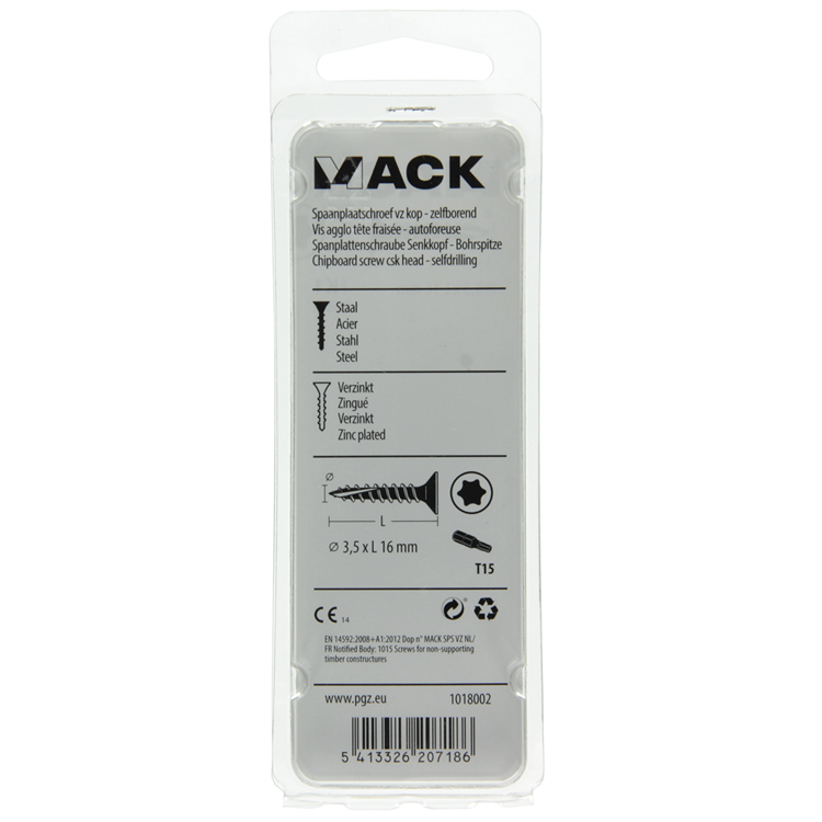 Afbeelding laden in galerijviewer, Mack 1018002 - spaanplschr.vzkop-zelfb. geelverz.165 st 3,5 x 16 mm | 5 stuks