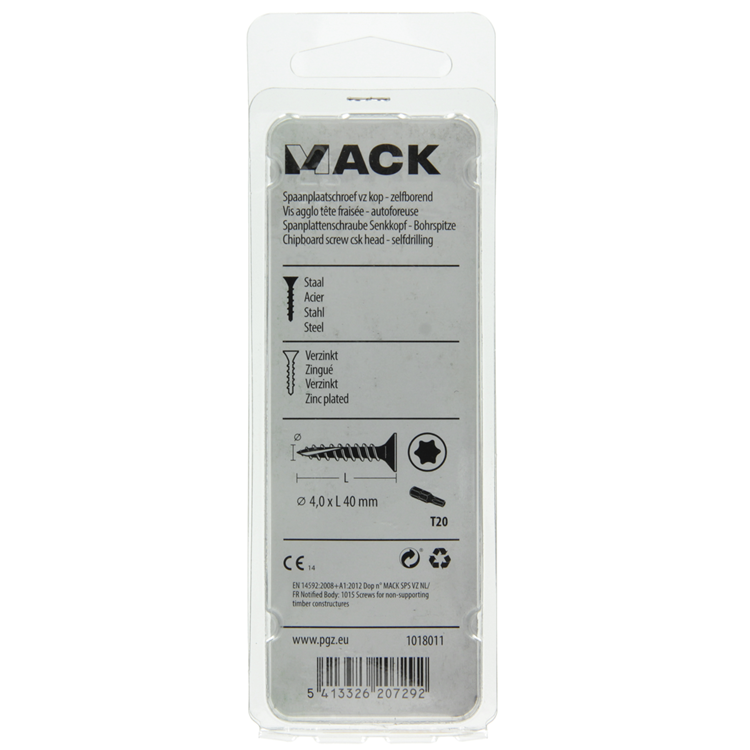 Afbeelding laden in galerijviewer, Mack 1018011 - spaanplschr.vzkop-zelfb. geelverz. 40 st 4,0 x 40 mm | 5 stuks