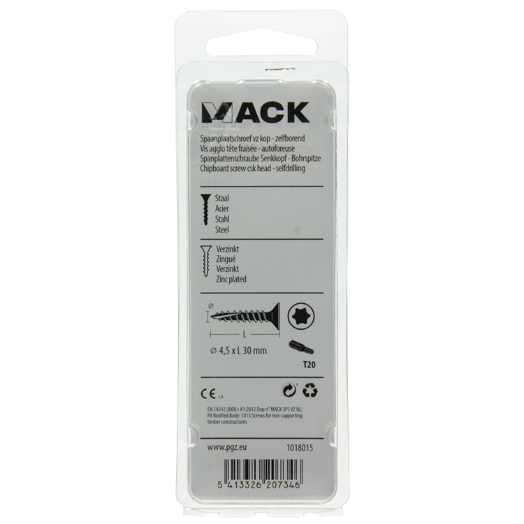 Afbeelding laden in galerijviewer, Mack 1018015 - spaanplschr.vzkop-zelfb. geelverz. 45 st 4,5 x 30 mm | 5 stuks