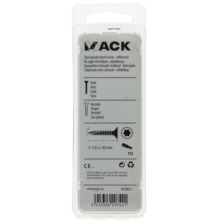 Afbeelding laden in galerijviewer, Mack 1018021 - spaanplschr.vzkop-zelfb. geelverz. 26 st 5,0 x 40 mm | 5 stuks