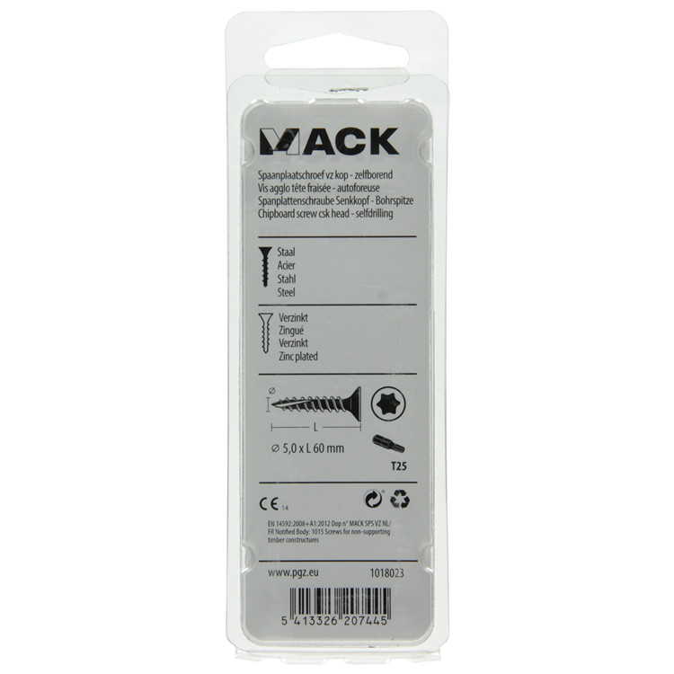ギャラリービューアに画像をロードする, Mack 1018023 - spaanplschr.vzkop-zelfb. geelverz. 20 st 5,0 x 60 mm | 5 stuks