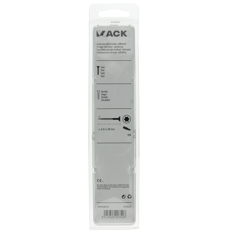 Afbeelding laden in galerijviewer, Mack 1018028 - spaanplschr.vzkop-zelfb. geelverz. 18 st 6,0 x 80 mm | 5 stuks