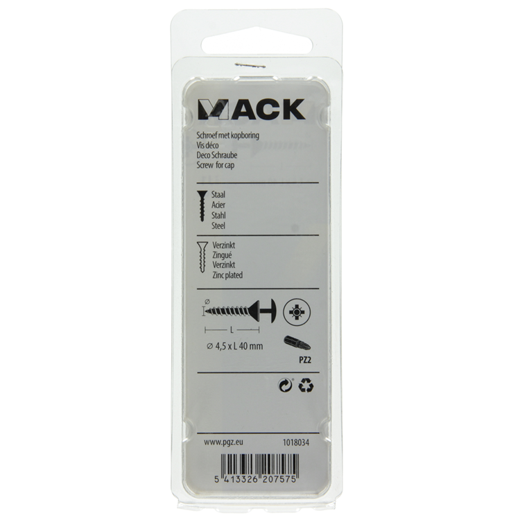 Afbeelding laden in galerijviewer, Mack 1018034 - schroef met kopboring staal verz. 30 st 4,5 x 40 mm | 5 stuks