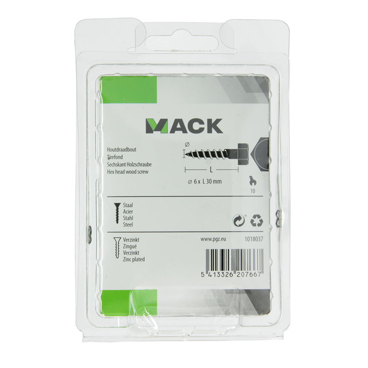 Afbeelding laden in galerijviewer, Mack 1018037 - houtdraadbout staal verzinkt 40 st 6 x 30 mm | 5 stuks