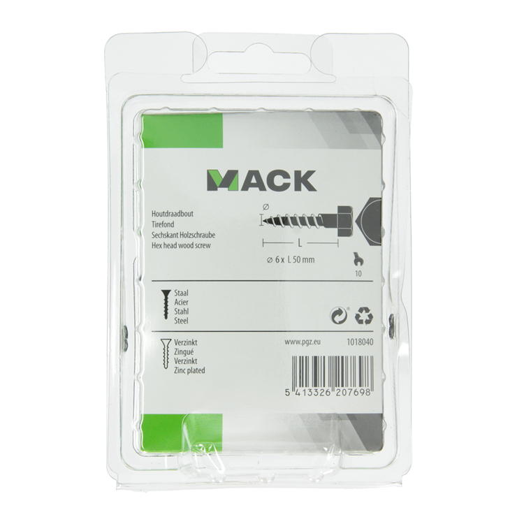 Afbeelding laden in galerijviewer, Mack 1018040 - houtdraadbout staal verzinkt 28 st 6 x 50 mm | 5 stuks