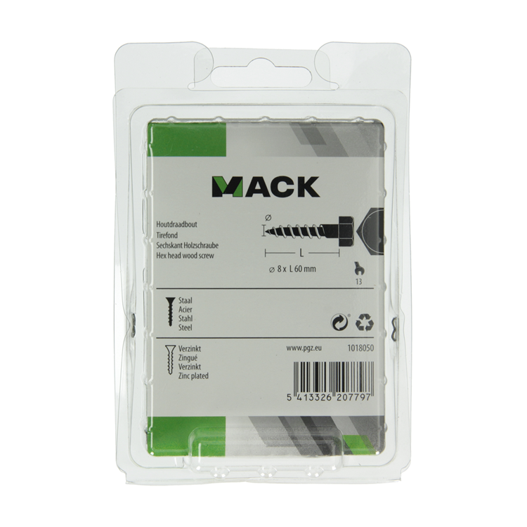 Afbeelding laden in galerijviewer, Mack 1018050 - houtdraadbout staal verzinkt 18 st 8 x 60 mm | 5 stuks