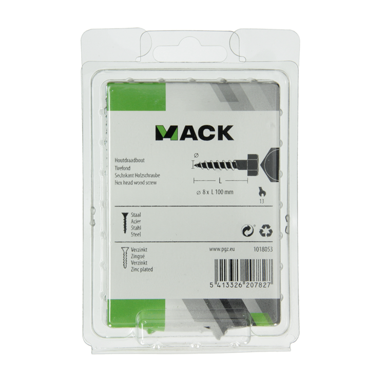 Afbeelding laden in galerijviewer, Mack 1018053 - houtdraadbout staal verzinkt 11 st 8 x 100 mm | 5 stuks
