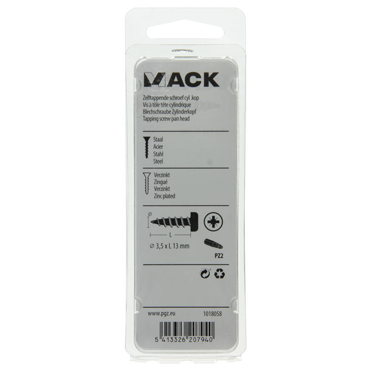 Afbeelding laden in galerijviewer, Mack 1018058 - zelftappende schroef cylkop verz. 78 st 3,5 x 13 mm | 10 stuks