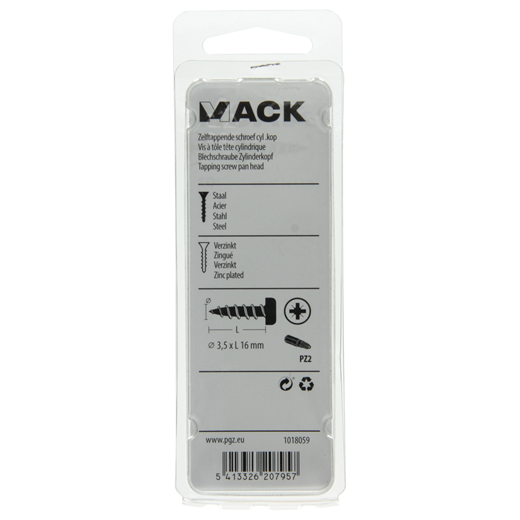 Afbeelding laden in galerijviewer, Mack 1018059 - zelftappende schroef cylkop verz. 74 st 3,5 x 16 mm | 10 stuks