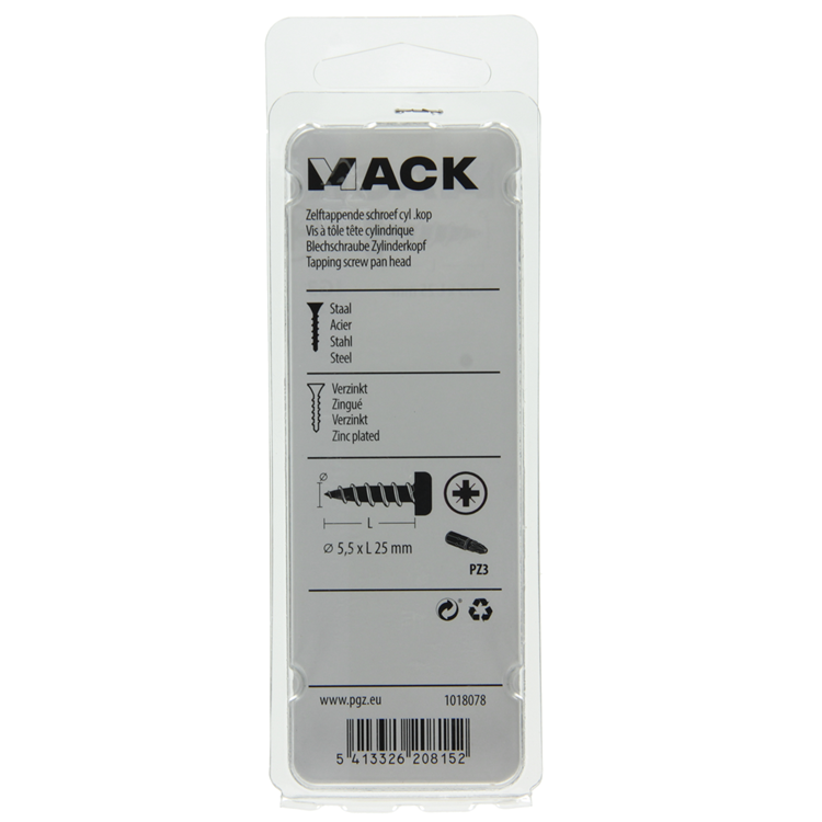 Afbeelding laden in galerijviewer, Mack 1018078 - zelftappende schroef cylkop verz. 22 st 5,5 x 25 mm | 5 stuks