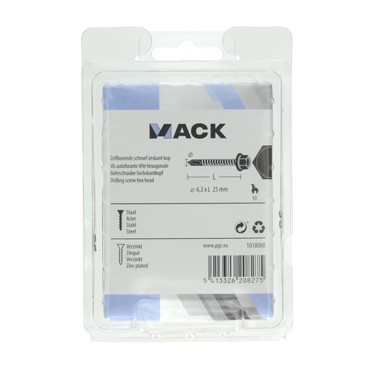 Afbeelding laden in galerijviewer, Mack 1018088 - zelfborende schroef zesk.kop verz. 45st 6,3 x 25 mm | 5 stuks