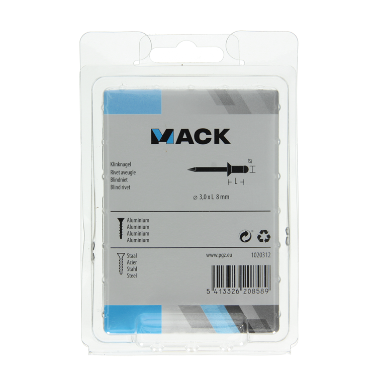 Afbeelding laden in galerijviewer, Mack 1020312 - 120 blindnieten alu 3,2x8mm | 5 stuks
