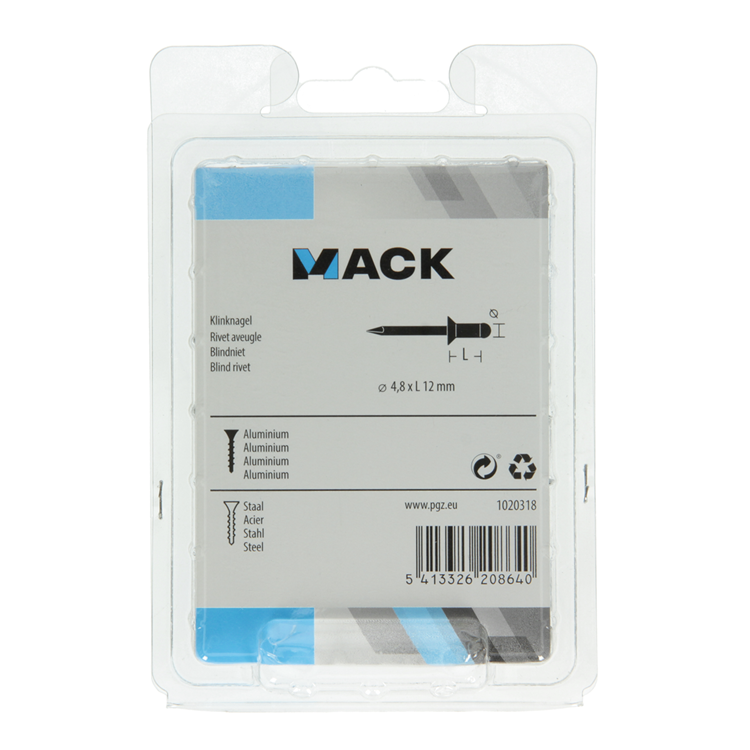 Afbeelding laden in galerijviewer, Mack 1020318 - 70 blindnieten alu 4,8x12mm | 5 stuks