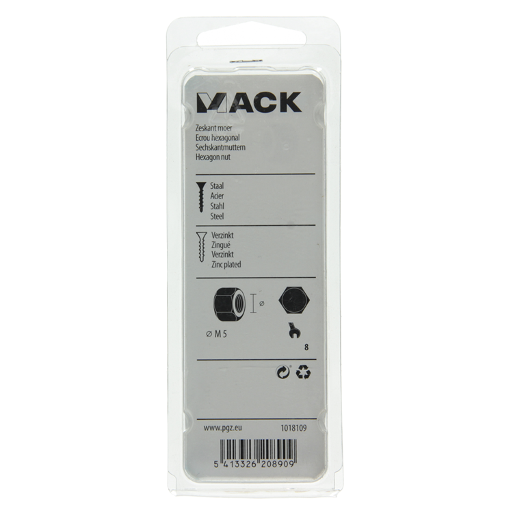 Afbeelding laden in galerijviewer, Mack 1018109 - zeskant moer staal verzinkt 150 st m 5 | 5 stuks