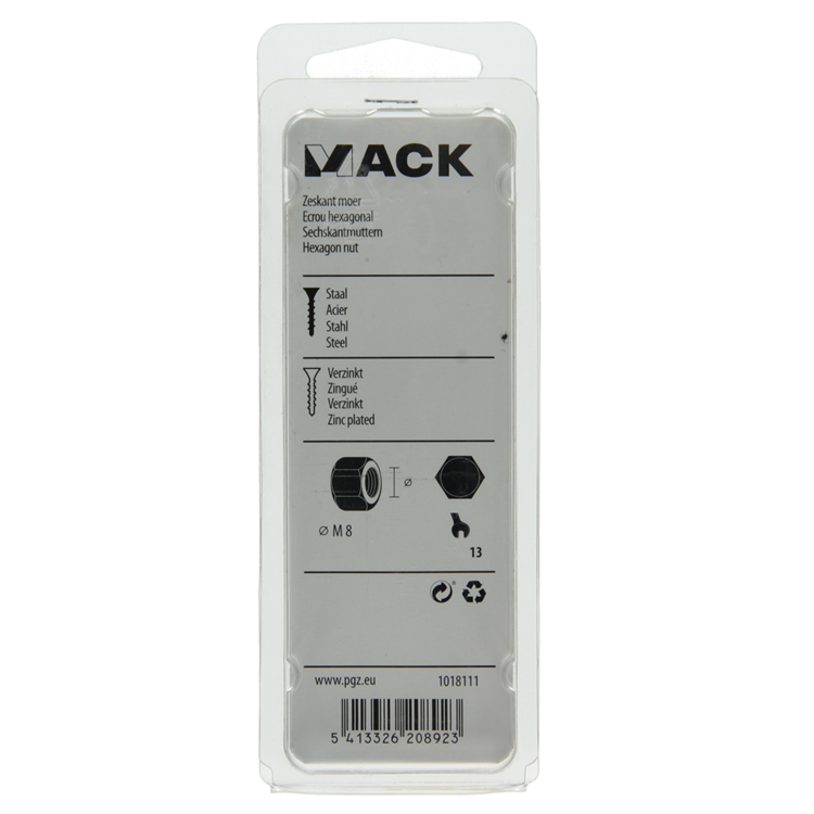 Afbeelding laden in galerijviewer, Mack 1018111 - zeskant moer staal verzinkt 45 st m 8 | 5 stuks