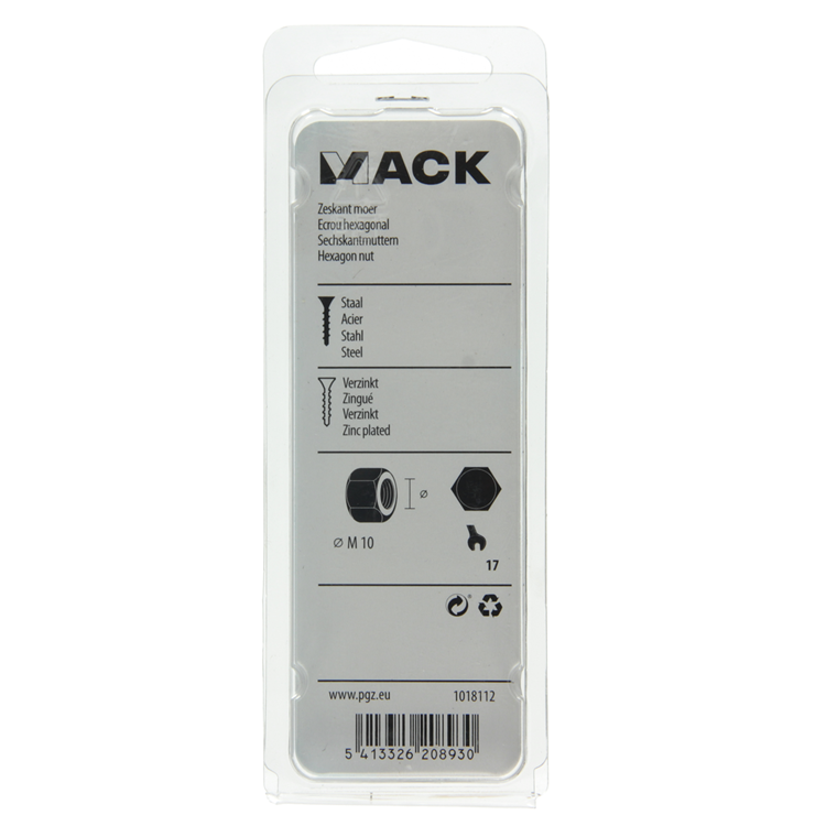 Afbeelding laden in galerijviewer, Mack 1018112 - zeskant moer staal verzinkt 20 st m 10 | 5 stuks