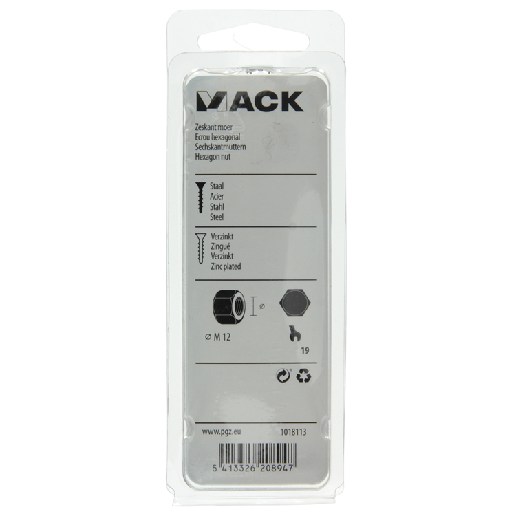 Cargue la imagen en el visor de la galería, Mack 1018113 - zeskant moer staal verzinkt 12 st m 12 | 5 stuks