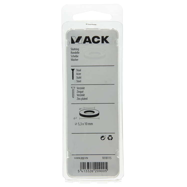 Afbeelding laden in galerijviewer, Mack 1018115 - sluitring staal verzinkt 200 st 5,3 x 10 mm | 10 stuks