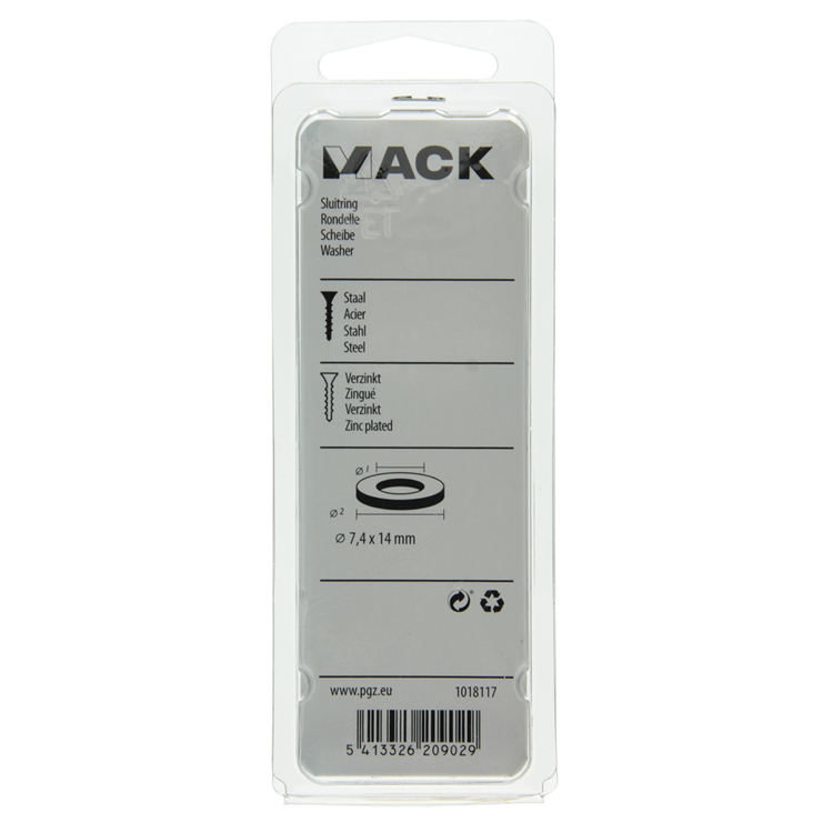 Afbeelding laden in galerijviewer, Mack 1018117 - sluitring staal verzinkt 100 st 7,4 x 14 mm | 5 stuks