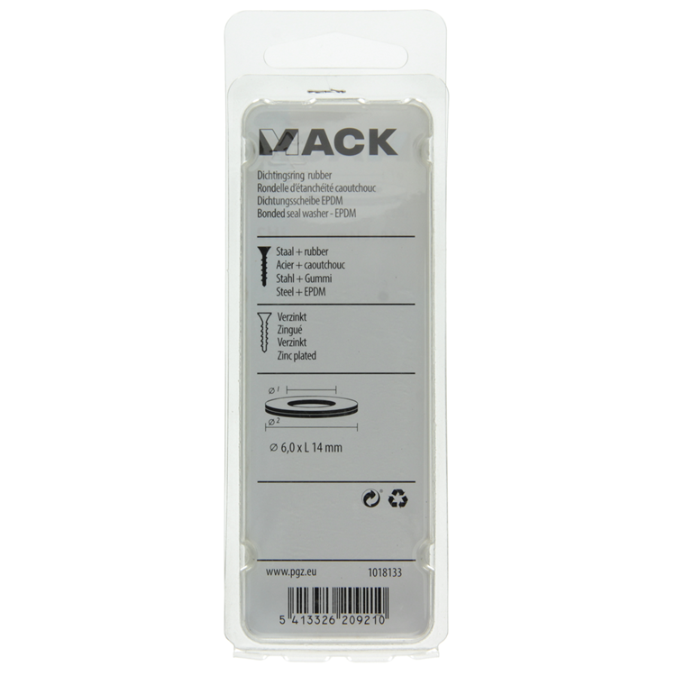 Afbeelding laden in galerijviewer, Mack 1018133 - dichtingsring rubber verzinkt 50 st 6,0 x 14 mm | 5 stuks
