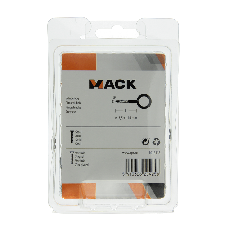 Afbeelding laden in galerijviewer, Mack 1018135 - schroefoog staal verzinkt 45st 3,5 x 16 mm | 5 stuks