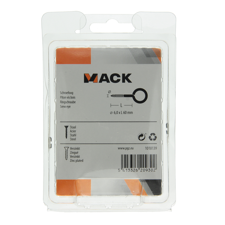 Laden Sie das Bild in Galerie -Viewer, Mack 1018139 - schroefoog staal verzinkt 9 st 6,0 x 60 mm | 5 stuks