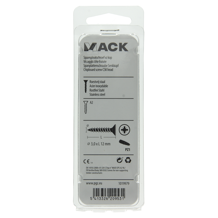 Afbeelding laden in galerijviewer, Mack 1019979 - spaanplaatschroef vz kop rvs 130 st 3,0 x 12 mm | 5 stuks