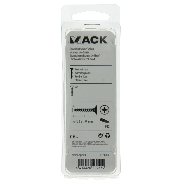 Afbeelding laden in galerijviewer, Mack 1019983 - spaanplaatschroef vz kop rvs 85 st 3,5 x 25 mm | 5 stuks
