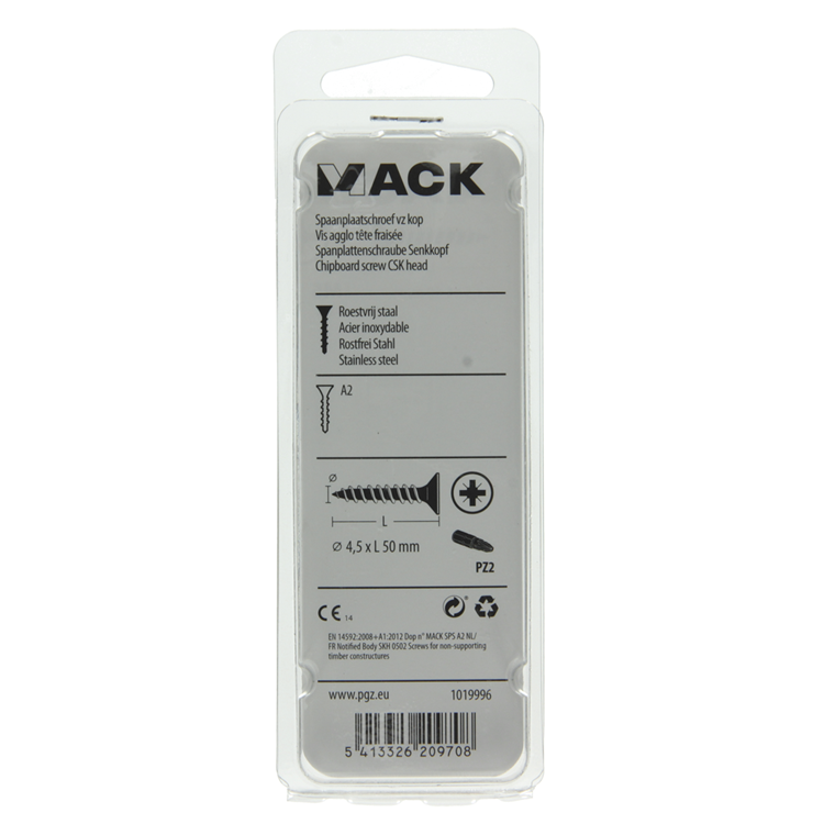 Afbeelding laden in galerijviewer, Mack 1019996 - spaanplaatschroef vz kop rvs 32 st 4,5 x 50 mm | 5 stuks
