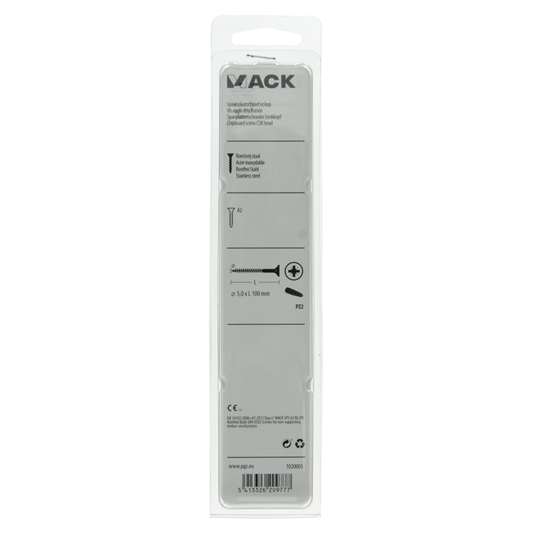 Afbeelding laden in galerijviewer, Mack 1020003 - spaanplaatschroef vz kop rvs 12 st 5,0 x100 mm | 5 stuks