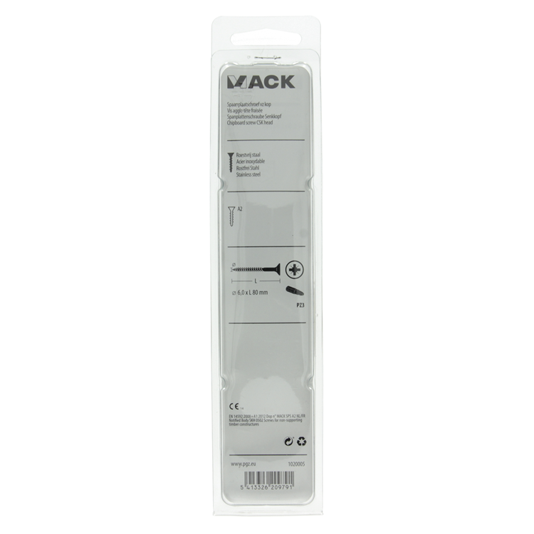 Afbeelding laden in galerijviewer, Mack 1020005 - spaanplaatschroef vz kop rvs 12 st 6,0 x 80 mm | 5 stuks