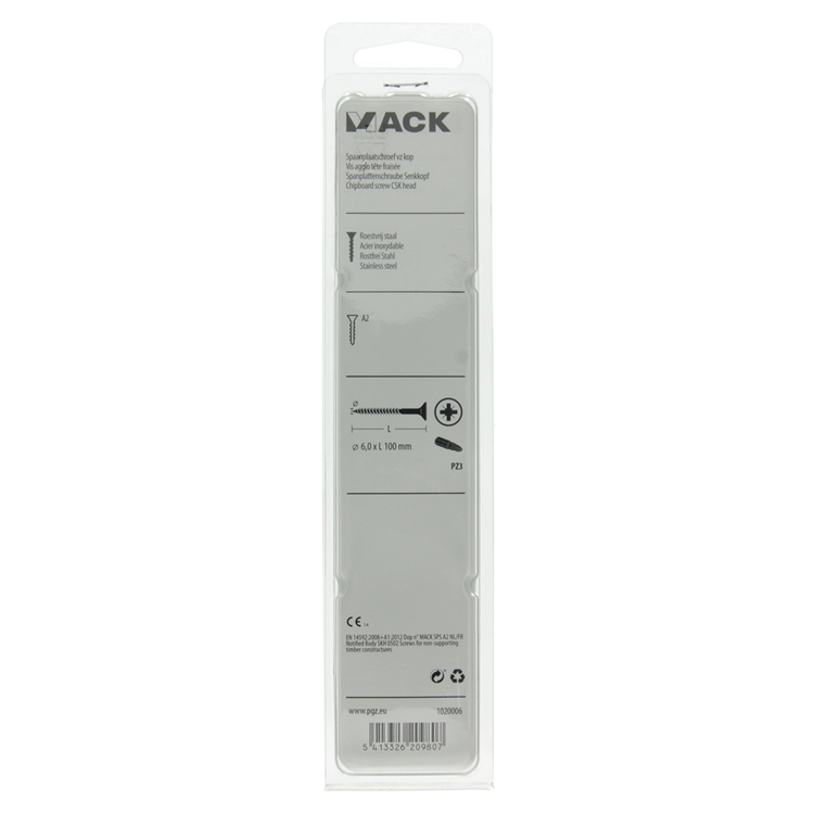 Afbeelding laden in galerijviewer, Mack 1020006 - spaanplaatschroef vz kop rvs 12 st 6,0 x 100mm | 5 stuks