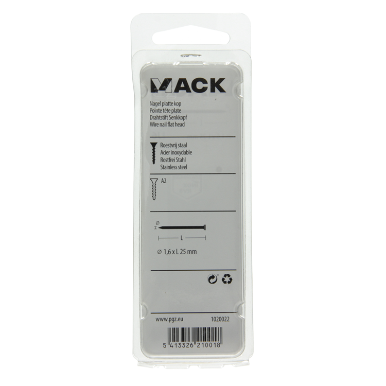 Afbeelding laden in galerijviewer, Mack 1020022 - nagel platte kop inox a2 85 st 1,6 x 25 mm | 5 stuks