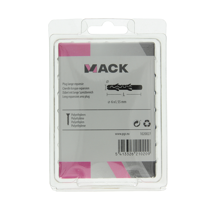 Afbeelding laden in galerijviewer, Mack 1020027 - plug lange expansie polyethyl 60 st 6 x 55 mm | 3 stuks