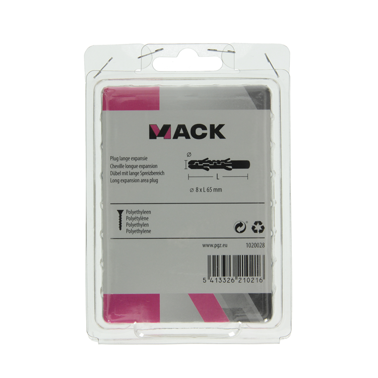 Afbeelding laden in galerijviewer, Mack 1020028 - plug lange expansie polyethyl 35 st 8 x 65 mm | 3 stuks