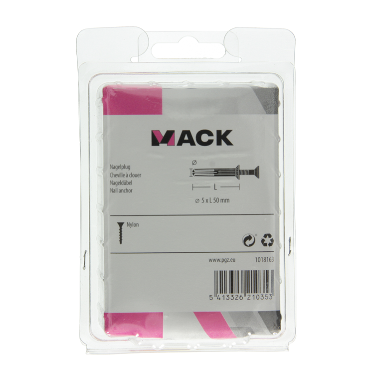 Afbeelding laden in galerijviewer, Mack 1018163 - nylon nagelplug polyamide 40 st 5 x 50 mm | 3 stuks