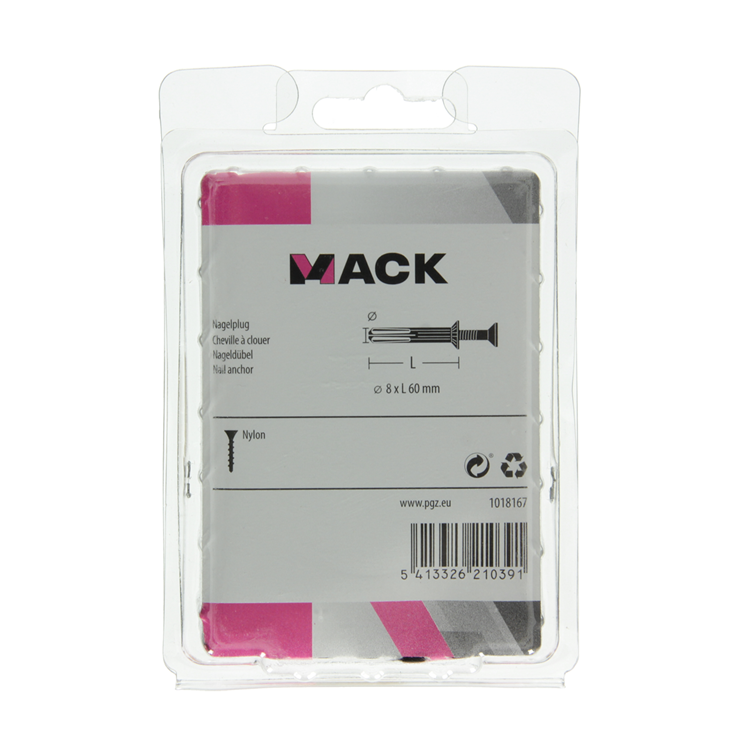Afbeelding laden in galerijviewer, Mack 1018167 - nylon nagelplug polyamide 25 st 8 x 60 mm | 3 stuks