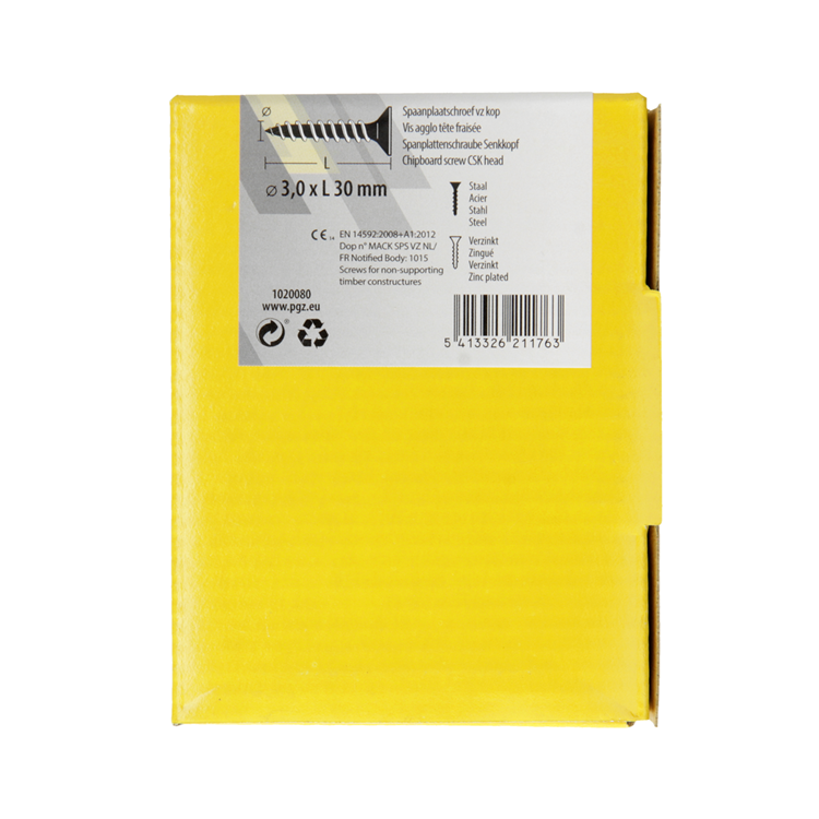 Afbeelding laden in galerijviewer, Mack 1020080 - spaanplaatschroef vz kop geel vz 200 st 3,0 x 30 mm | 5 stuks