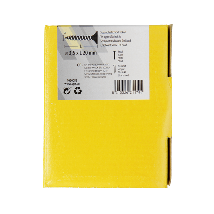 Afbeelding laden in galerijviewer, Mack 1020082 - spaanplaatschroef vz kop geel vz 200 st 3,5 x 20 mm | 5 stuks