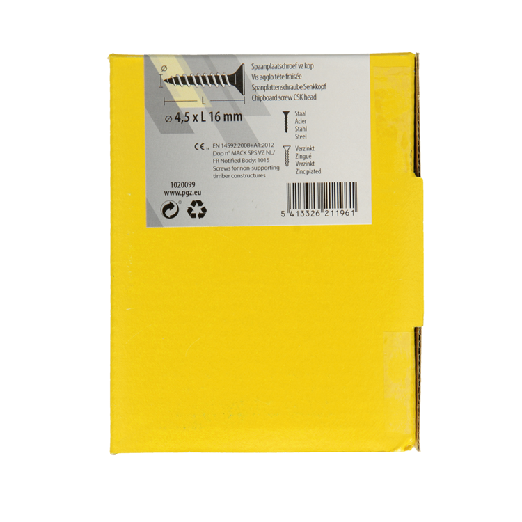 Afbeelding laden in galerijviewer, Mack 1020099 - spaanplaatschroef vz kop geel vz 200 st 4,5 x 16 mm | 5 stuks