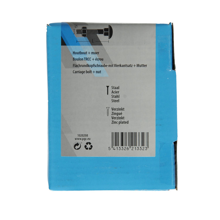 Cargue la imagen en el visor de la galería, Mack 1020208 - houtbout + moer verzinkt 16 stm8 x 70 mm | 5 stuks