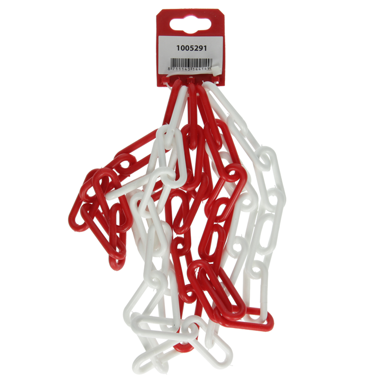 Afbeelding laden in galerijviewer, Mack 1005291 - kunststof ketting rood wit ø 6mm l 40mm 2m | 5 stuks
