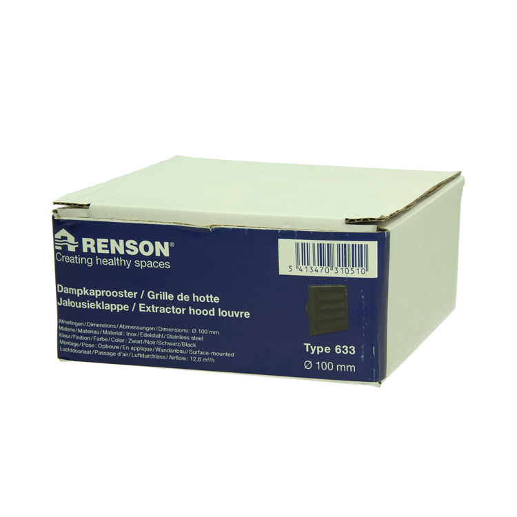 Afbeelding laden in galerijviewer, Renson 1069269 - inbouw dampkaprooster 633 inox zwart (dia 100) | 2 stuks