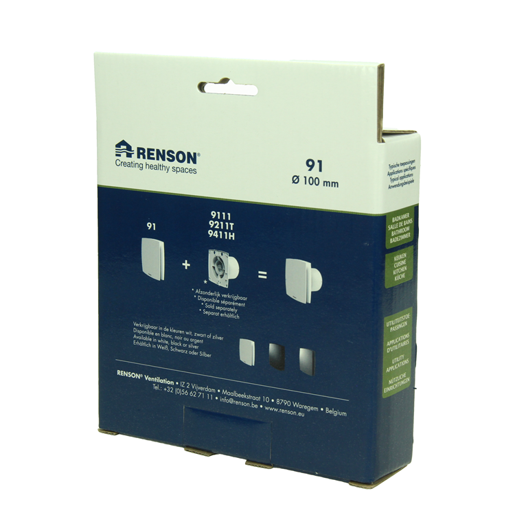 Afbeelding laden in galerijviewer, Renson 1069256 - mechanische ventilator cover (9x11-dia 100) 91w (wit) | 2 stuks