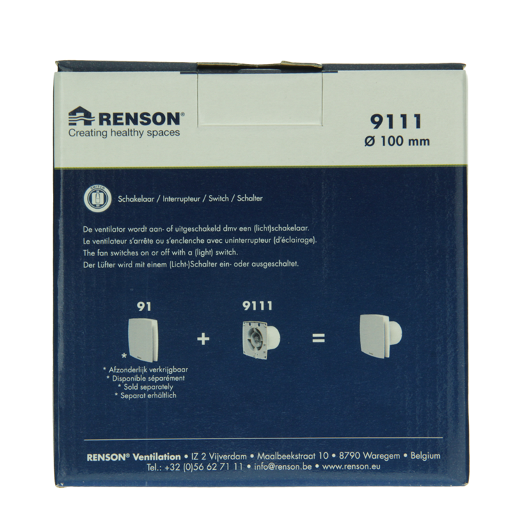 Afbeelding laden in galerijviewer, Renson 1069250 - mech. ventilator standaard 9111 (dia 100) | 2 stuks